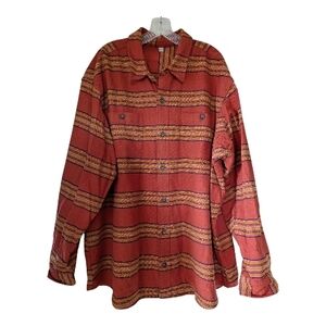 Men's Striped orange Heavyweight Shirt Jacket XXL